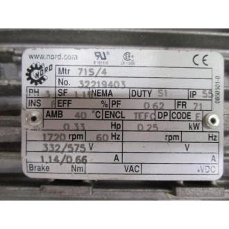Nord 71S4 Gear Motor 32219403 - New No Box