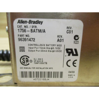 Allen Bradley 1756-BATMA Module 96391472 Rev. A01 & C01 - Used