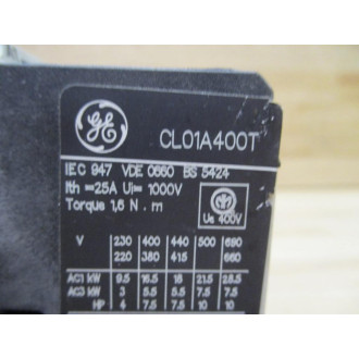 General Electric CL01A400T Contactor WCoil & Suppressor - Used