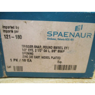 Spaenaur 121-180 Trigger Snap Hook 121180 (Pack of 9) Spaenaur 121-180 Trigger Snap Hook 121180 (Pack of 9)