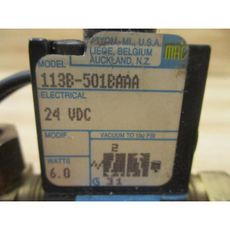 Mac Valves 113B-501BAAA Solenoid Valve 113B501BAAA - Used