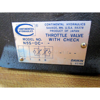 Continental Hydraulics N5S-OC-G-50-M9X Throttle Valve N5SOCG50M9X - Used