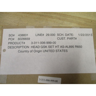 Viking Pump 3-311-006-999-00 Head Gasket Set 331100699900