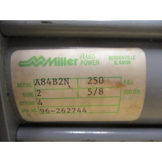 Miller Fluid Power A84B2N Pneumatic Cylinder Bore 2", Stroke 4" - Used