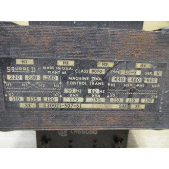 Square D 9070 EO-3 Industrial Control Transformer S30021-507-51 Series B - Used