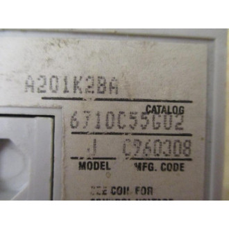 Westinghouse A201K2BA Motor Control Contactor 6710C55G02 WJ20 - Used