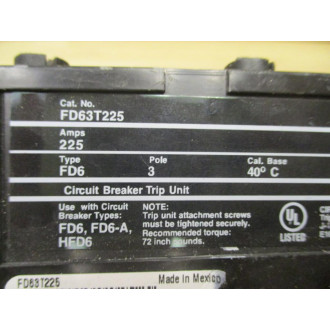 Siemens FD63T225 Breaker - Used