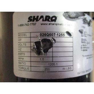 Sharq Motion 026Q607-1255 Right Angle Gear Motor 026Q6071255 - Used