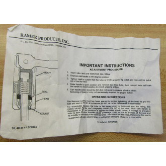 Ramer 30-SDH Ramseal Leak Test Fitting 30SDH - New No Box