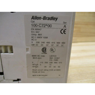 Allen Bradley 100-C72D00 Contactor 100-C72*00 - Used