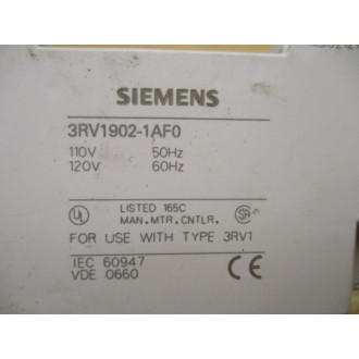 Siemens 3RV1902-1AF0 Undervoltage Release Module 3RV19021AF0 - Used Siemens 3RV1902-1AF0 Undervoltage Release Module 3RV19021AF0 - Used
