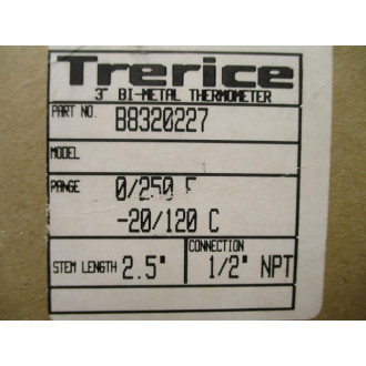 Trerice B8320227 Bimetal Thermometer