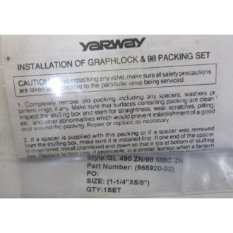 Yarway 965920-02 Graphlock Packing Set 96592002