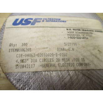 USF CIR-04063-020X0020-S-0160 Mesh Circle 106205 (Pack of 100)