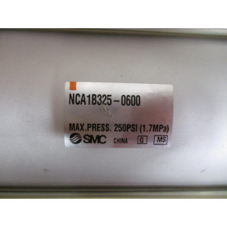 SMC NCA1B325-0600 Air Cylinder NCA1B3250600 WFittings - Used