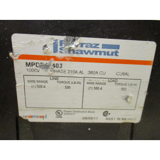 Ferraz  Shawmut MPDB67403 Power Distribution Block - New No Box