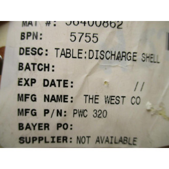 The West PWC 320 Discharge Shell PWC320 - New No Box