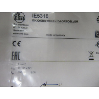 IFM Efector IE5318 Sensor IEK3002BBPKGUS-104-DPSOELVER