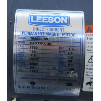 Leeson 108092.00 Motor 10809200 RPM 1750 - Used