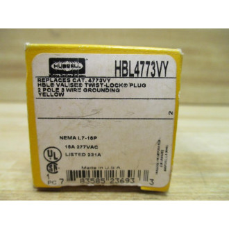 Hubbell HBL4773VY Valise Twist-Lock Plug