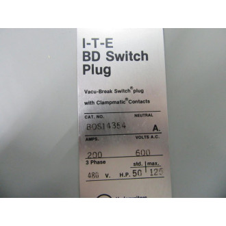 Siemens BOS14354 ITE BD Switch Plug B0S14354 - Used