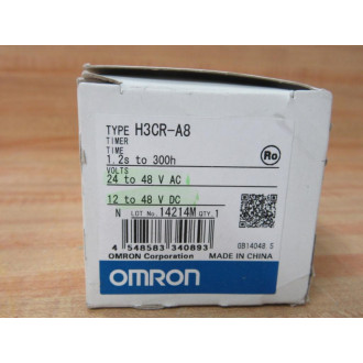 Omron H3CR-A8 Timer 1.2s To 300h, 24 To 48VAC, 12 To 48VDC