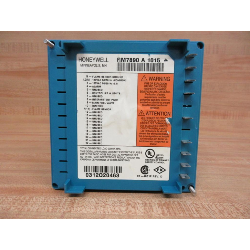 Honeywell RM7890A-1015 Burner Control RM7890A1015 No Wires - Used