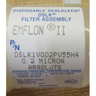 Pall DSLK1V002PV55H4 SealKleen Assy - New No Box