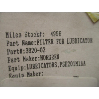 Norgren 3820-02 FilterRegulator Repair Kit 382002