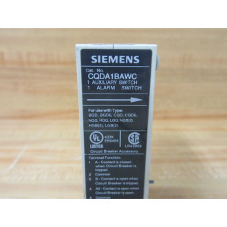 Siemens CQDA1BAWC Auxiliary Switch WO Screw Contacts - Used