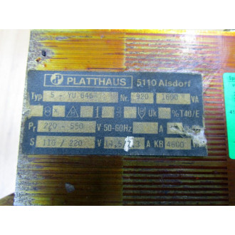 Platthaus 5-YU 646 920 Transformer 5YU646920 Cracked Edge - Used