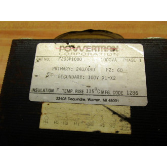 Powertran F203P1000 Transformer - Used