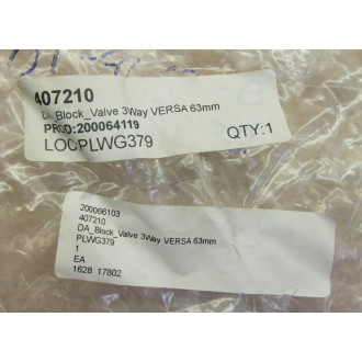 Versa 200064119 3 Way Valve Block 407210 - New No Box