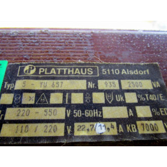 Platthaus 5-YU 657 Transformer - Used