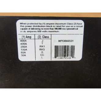 Ferraz Shawmut Mersen MPDB66531 Power Distribution Block - New No Box