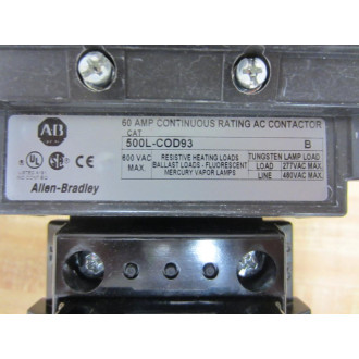 Allen Bradley 500L-COD93 Contactor 500L-C0D93 Series B