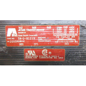 Acme Transformer TA-1-81219 Transformer TA181219 - Used