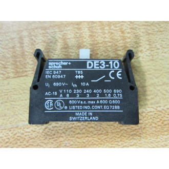Sprecher + Schuh DE3-10 Contact Block DE310 690V~ 10A (Pack of 2) - New No Box