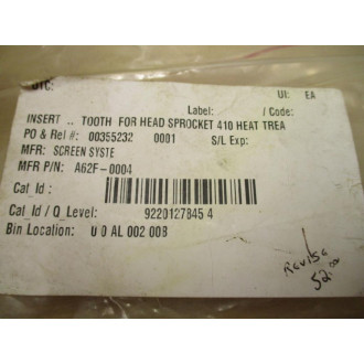 Screen System A62F-0004 Tooth Insert A62F0004