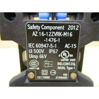 Schmersal AZ 16-12ZVRK-M16 Switch AZ1612ZVRKM16 WO Head - Used