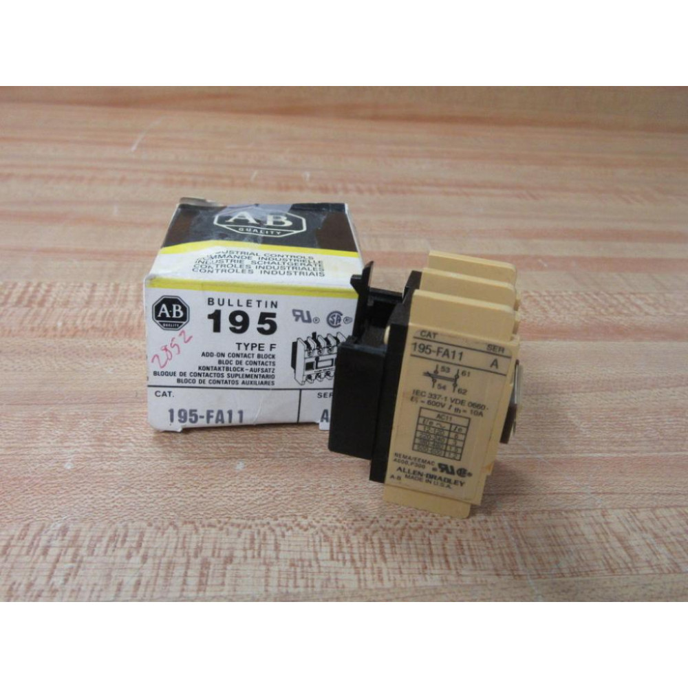 Allen Bradley 195-FA11 Auxiliary Contact 195FA11 600V Series A