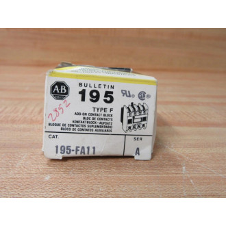 Allen Bradley 195-FA11 Auxiliary Contact 195FA11 600V Series A