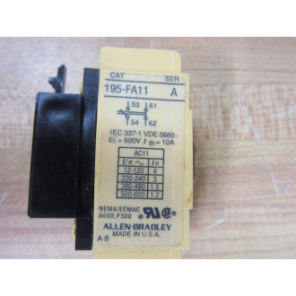 Allen Bradley 195-FA11 Auxiliary Contact 195FA11 600V Series A
