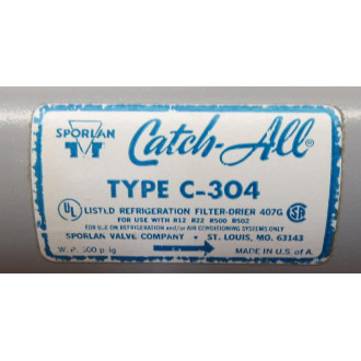 Sporlan C-304-S Filter Drier Liquid Line 12 " Thread On