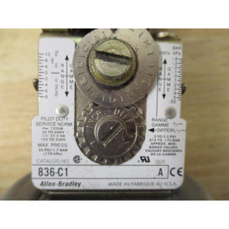 Allen Bradley 836-C1 Pressure Control Switch 836C1 - Used
