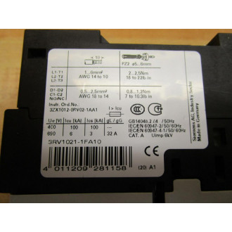 Siemens 3RV1021-1FA10 Circuit Breaker 3RV10211FA10 - New No Box