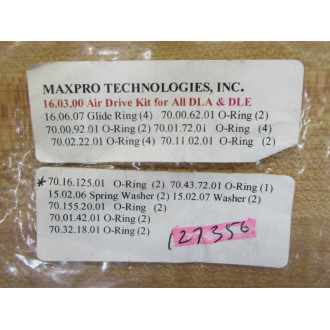 Maxpro Technologies 127356 Air Drive Kit 16.03.00 Partial Kit