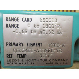 Leeds & Northrup 650013 Range Card - Used