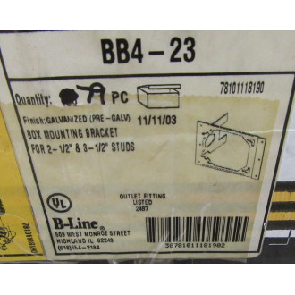 Cooper B-Line BB4-23 Box Mounting Bracket BB423 (Pack of 79)