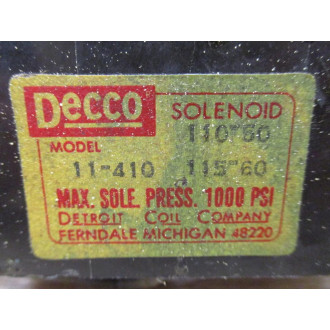 Decco 11-410 Solenoid Coil 11410 - Used
